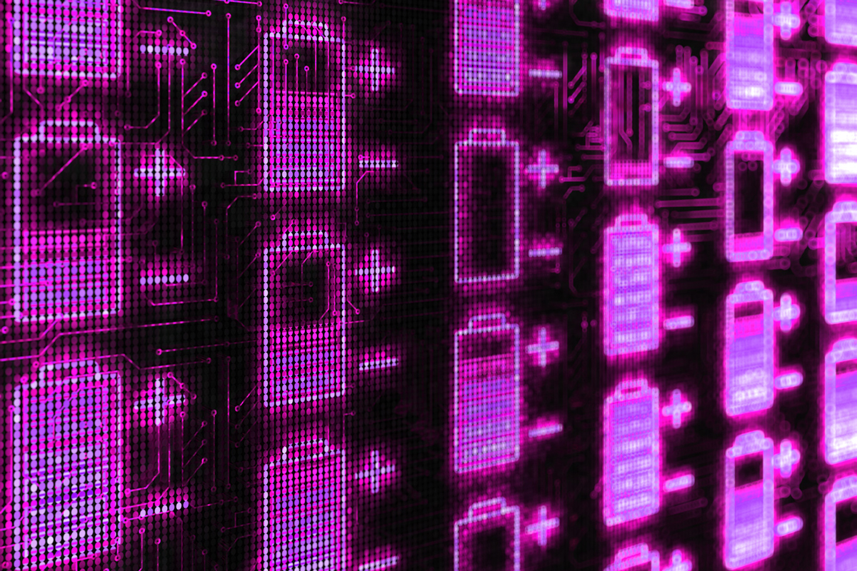 Image pink batteries on display