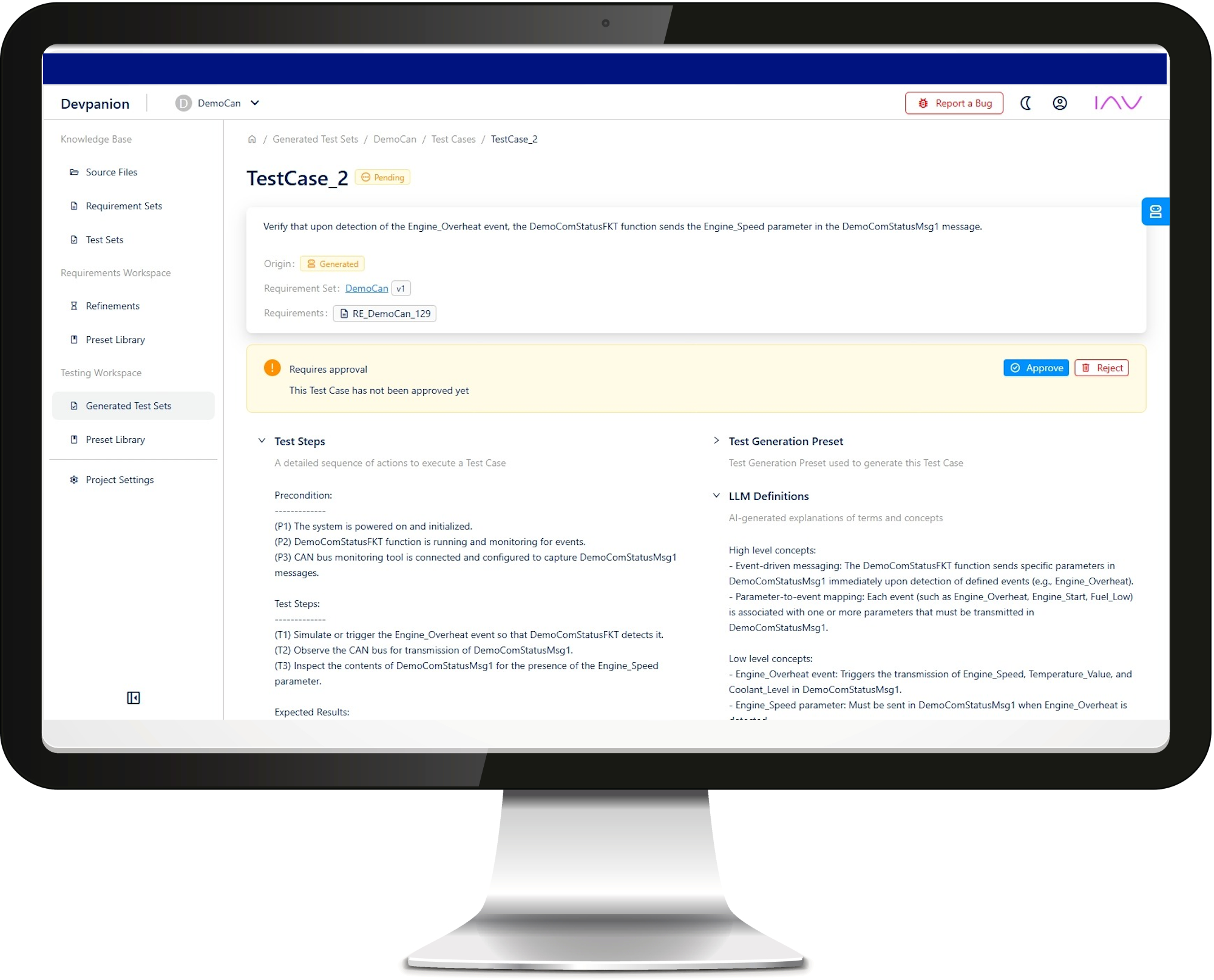 Screen with Devpanion screen testing